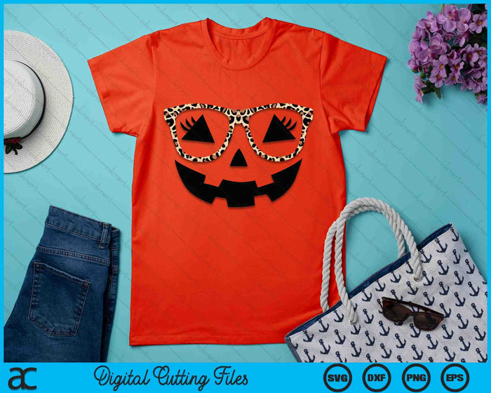 Halloween pompoen gezicht wimpers Leopard bril SVG PNG digitale snijbestanden