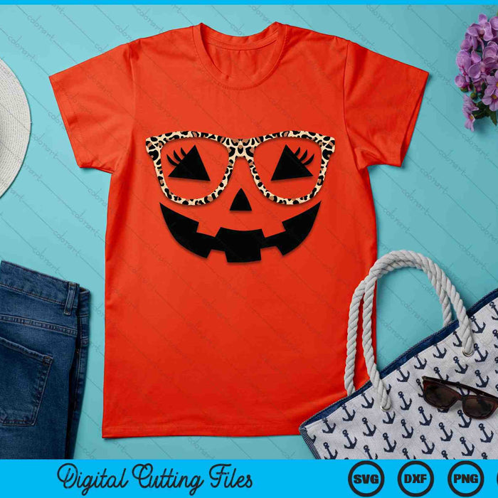 Halloween pompoen gezicht wimpers Leopard bril SVG PNG digitale snijbestanden