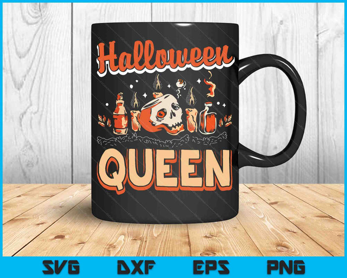 Halloween koningin schedel hoofd kleding voor Halloween Party SVG PNG snijden afdrukbare bestanden