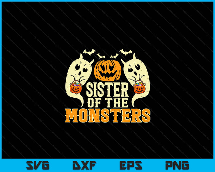 Halloween Sister Of Monsters Funny Family Costume SVG PNG Digital Cutting File