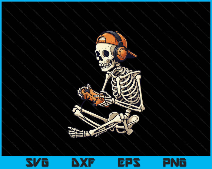 Halloween Skeleton Gamer Video Gaming Boys SVG PNG Digital Printable Files