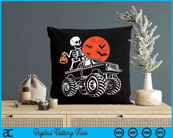 Halloween Skeleton Riding Monster Truck SVG PNG Digital Cutting Files