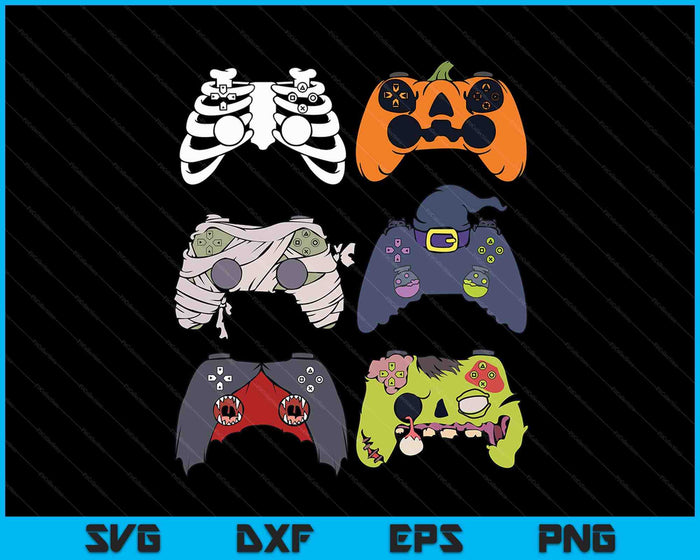 Halloween Skeleton Zombie Gaming Controllers Mummy SVG PNG Digital Cutting Files