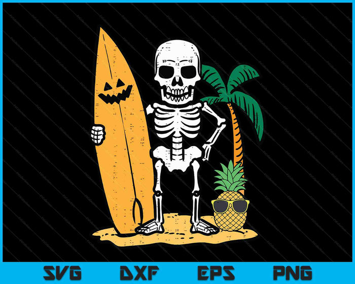 Halloween Surfer Skeleton Costume Hawaii Surf SVG PNG Digital Printable Files