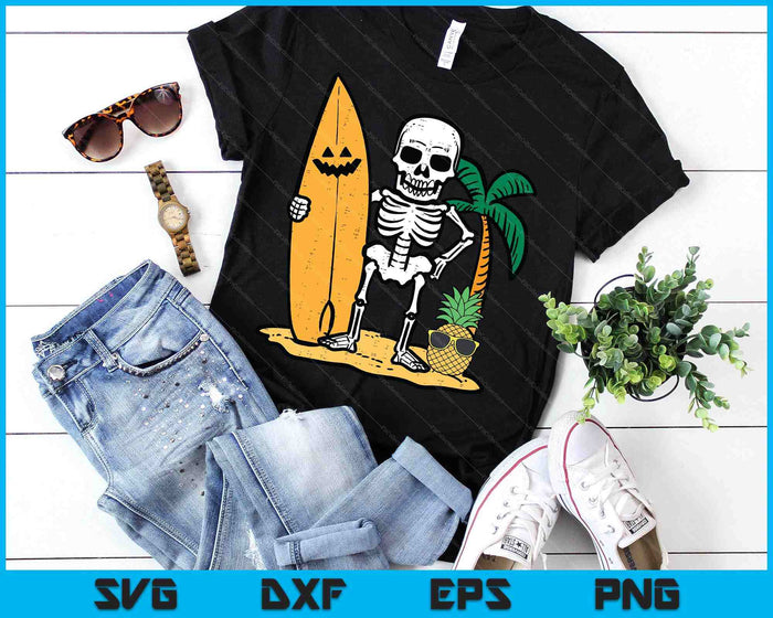 Halloween Surfer Skeleton Costume Hawaii Surf SVG PNG Digital Printable Files