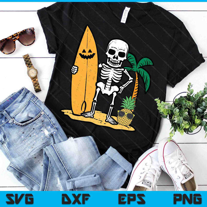 Halloween Surfer Skeleton Costume Hawaii Surf SVG PNG Digital Printable Files