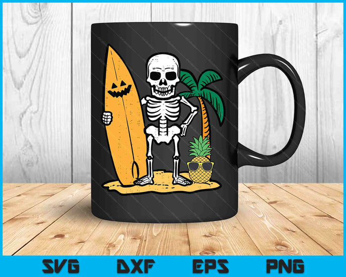 Halloween Surfer Skeleton Costume Hawaii Surf SVG PNG Digital Printable Files