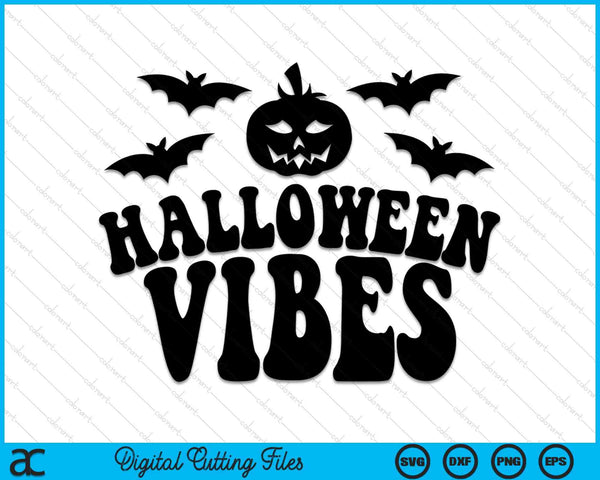 Halloween Vibes Calabaza y Murciélago SVG PNG Archivos de Corte Digital