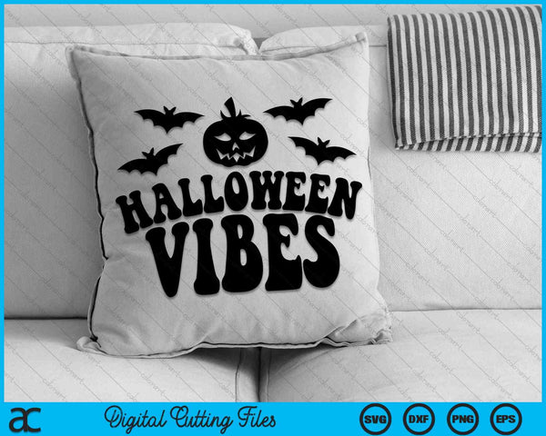 Halloween Vibes Calabaza y Murciélago SVG PNG Archivos de Corte Digital