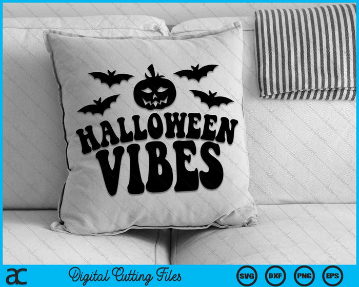 Halloween Vibes Pumpkin and Bat SVG PNG Digital Cutting Files