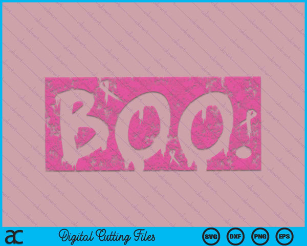 Halloween boo pink breast cancer awareness SVG cut file