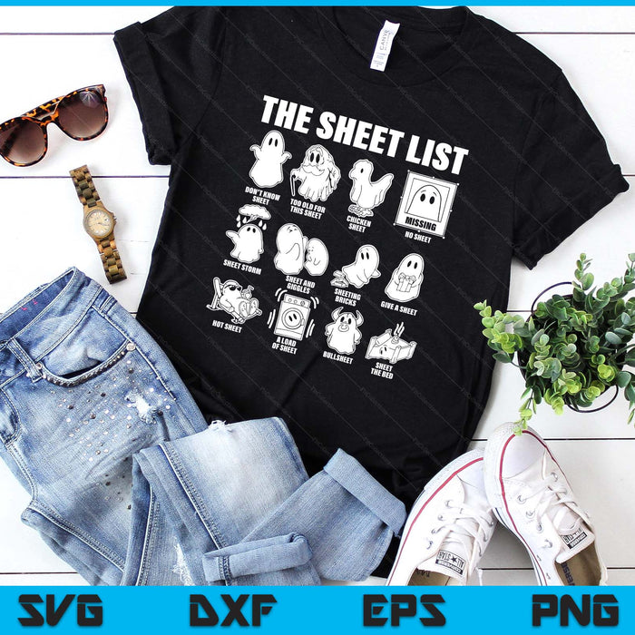Halloween funny shirt Boo Sheet Halloween the sheet list SVG PNG Digital Printable Files