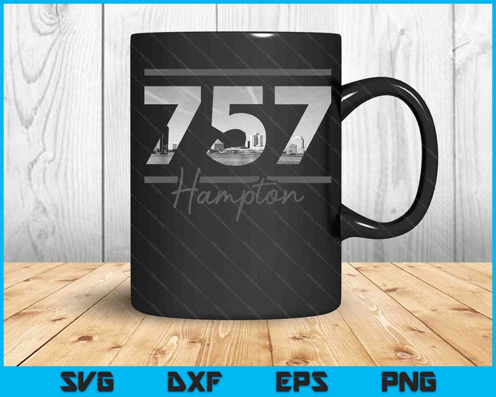 Hampton 757 Netnummer Skyline Virginia Vintage SVG PNG Snijden afdrukbare bestanden