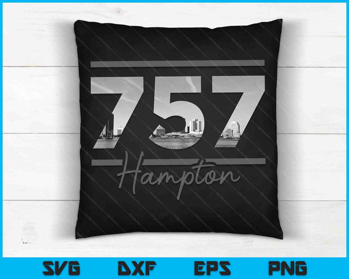 Hampton 757 Netnummer Skyline Virginia Vintage SVG PNG Snijden afdrukbare bestanden