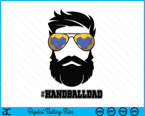 Handbalvader met baard en coole zonnebril SVG PNG digitale afdrukbare bestanden