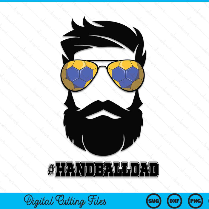 Handball dad with beard and cool sunglasses SVG PNG cut file for Cricut