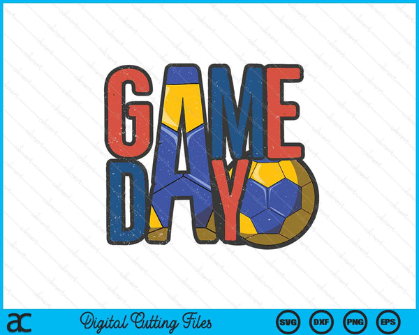 Handball game day navy blue and red SVG cut file