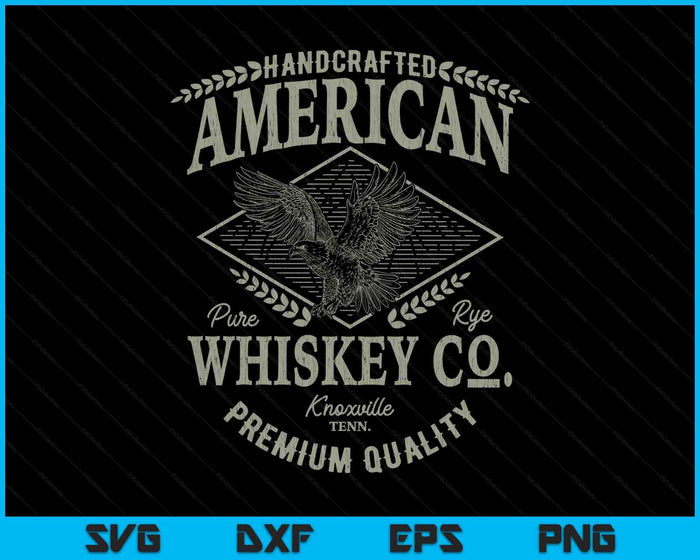 Handcrafted American Whiskey Eagle Vintage SVG PNG Digital Printable Files