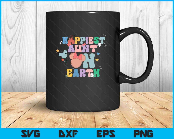 Happiest Aunt On Earth Groovy Mother's Day SVG PNG Digital Printable Files