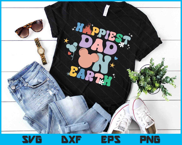 Happiest Dad On Earth Groovy Father's Day SVG PNG Digital Printable Files