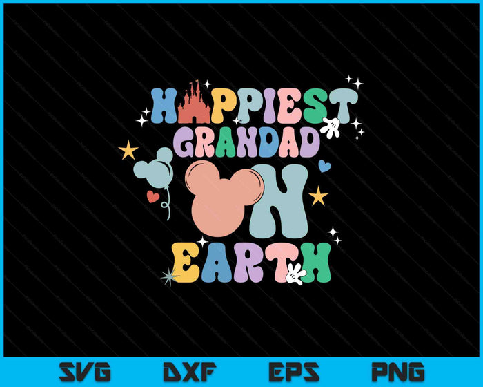 Happiest Grandad On Earth Groovy SVG PNG Digital Printable Files