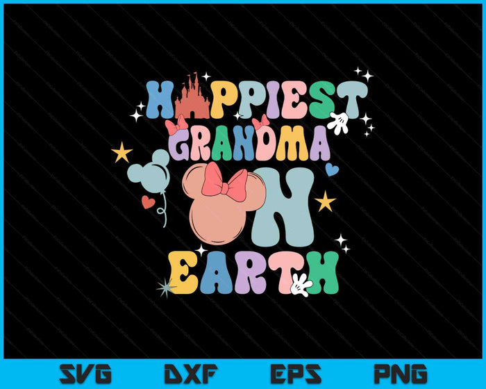 Happiest Grandma On Earth Groovy Mother's Day SVG PNG Digital Printable Files