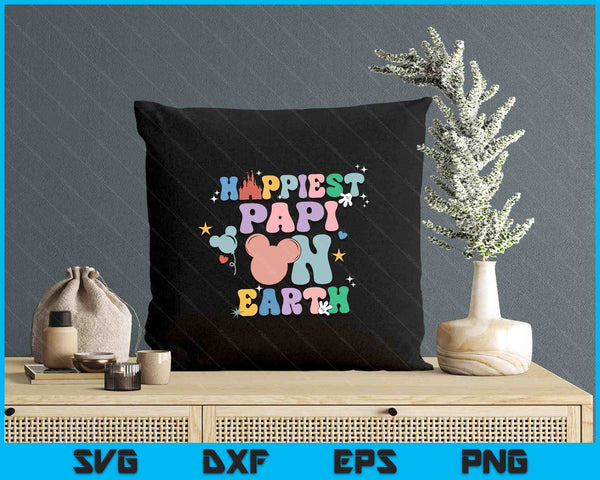 Happiest Papi On Earth Groovy Father's Day SVG PNG Digital Printable Files