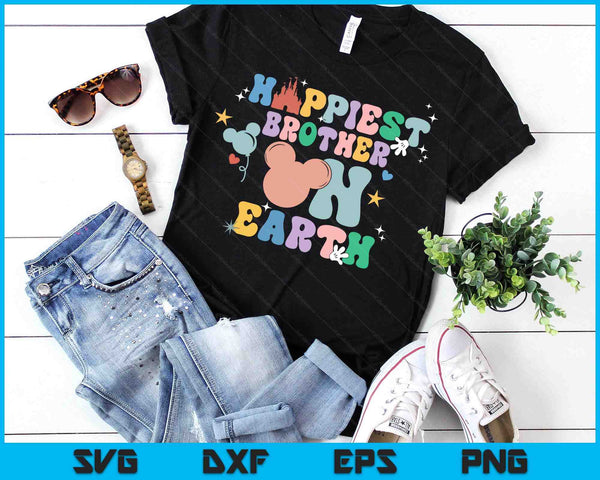 Happiest Brother On Earth Groovy SVG PNG Digital Printable Files