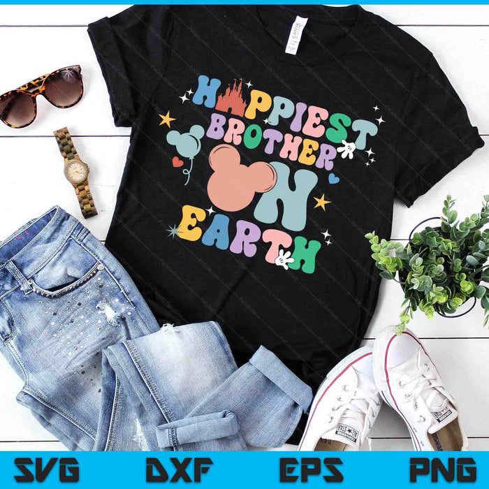 Happiest Brother On Earth Groovy SVG PNG Digital Printable Files
