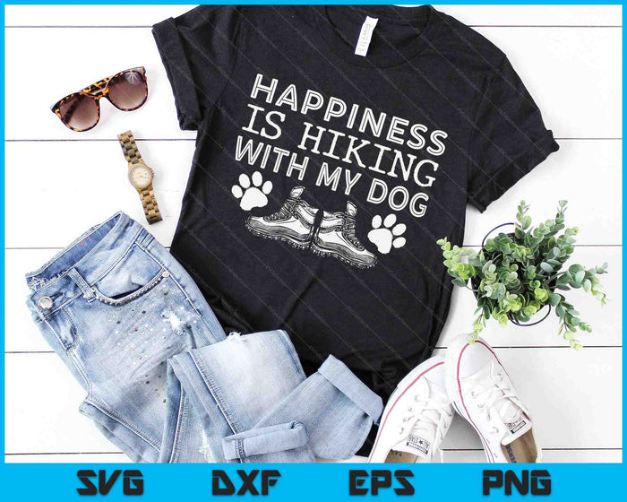 Geluk is wandelen met mijn hond buiten cadeau wandelen SVG PNG digitale snijbestanden