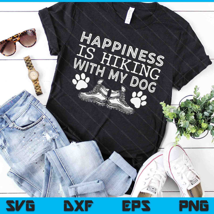 Geluk is wandelen met mijn hond buiten cadeau wandelen SVG PNG digitale snijbestanden