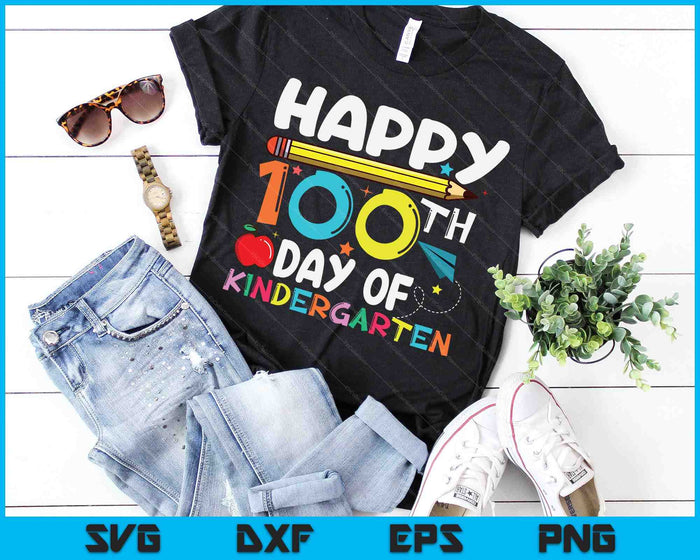 Happy 100th Day Of Kindergarten Kids 100 Days Of School SVG PNG Digital Cutting Files