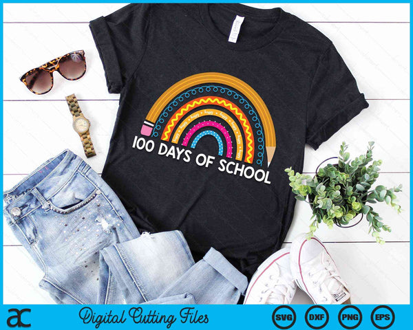 Happy 100th Day Of School Teacher 100 Days Rainbow SVG PNG Digital Cutting Files