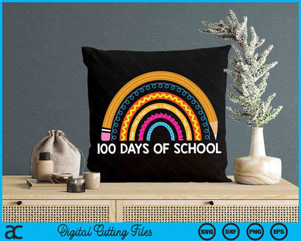 Happy 100th Day Of School Teacher 100 Days Rainbow SVG PNG Digital Cutting Files