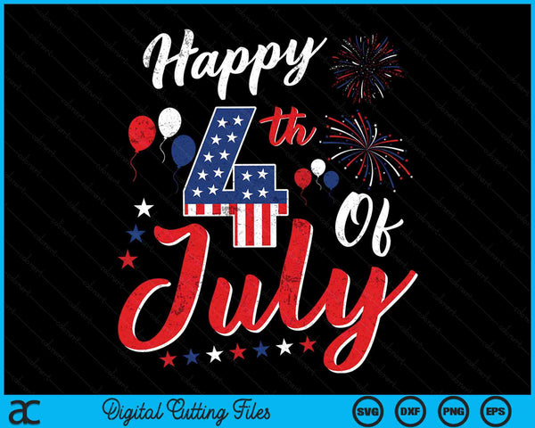 Happy 4 juli Cool Independence Day patriottische Amerikaanse SVG PNG digitale afdrukbare bestanden