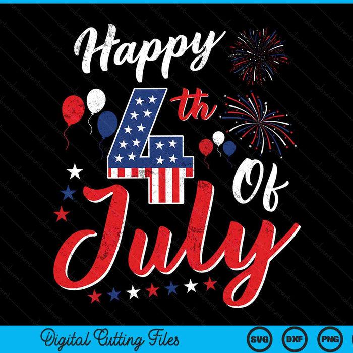Happy 4th of July cool Independence Day patriotic American SVG cut file