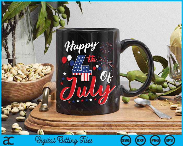 Happy 4th Of July Cool Independence Day Patriotic American SVG PNG Digital Printable Files