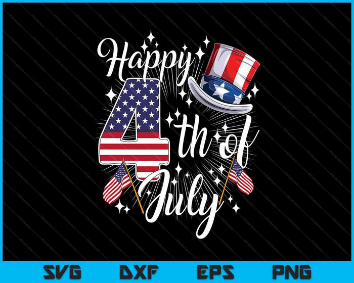 Happy 4th Of July Patriotic American Flag Usa SVG PNG Digital Printable Files