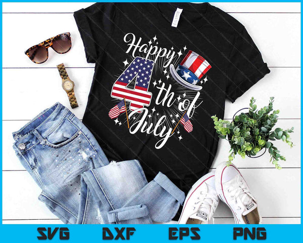 Happy 4th Of July Patriotic American Flag Usa SVG PNG Digital Printable Files