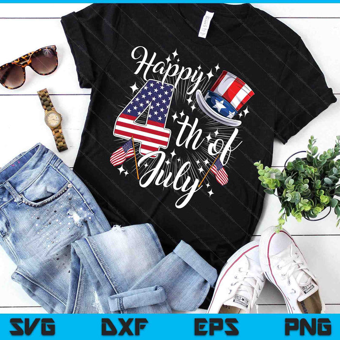 Happy 4th Of July Patriotic American Flag Usa SVG PNG Digital Printable Files