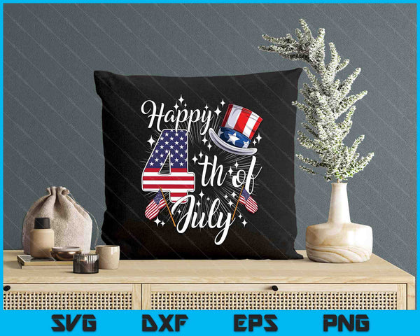 Happy 4th Of July Patriotic American Flag Usa SVG PNG Digital Printable Files