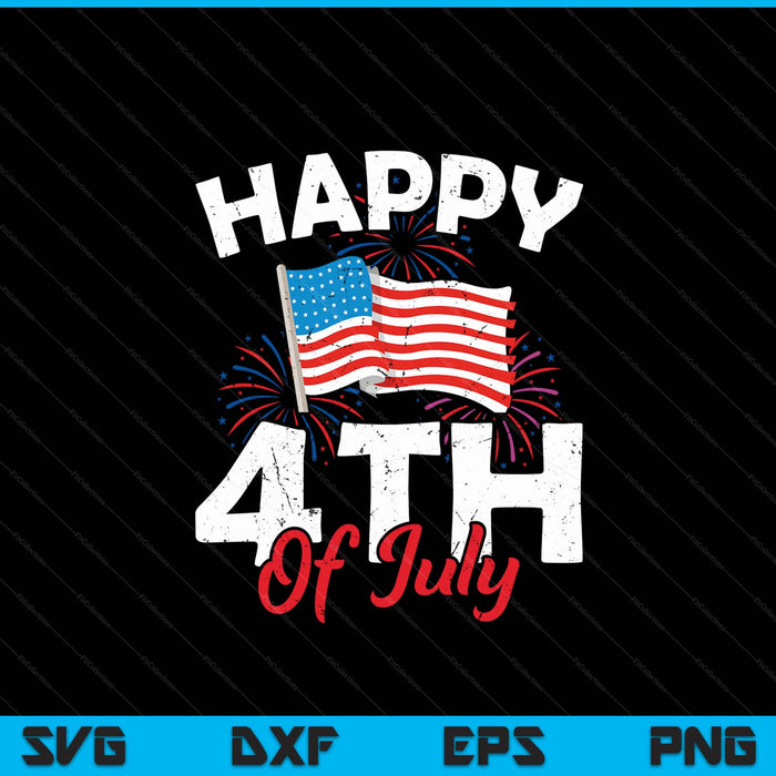 Happy 4th of July patriotic American us flag July SVG cut file