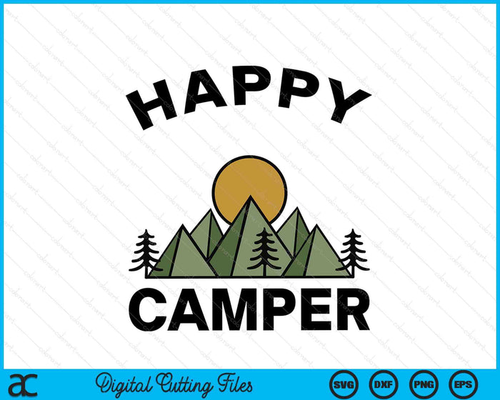 Happy Camper Camping Camp Forest Mountains Minimalist SVG PNG Digital Cutting File