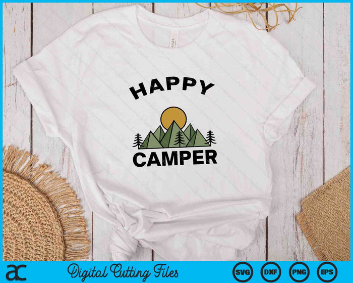 Happy Camper Camping Camp Forest Mountains Minimalist SVG PNG Digital Cutting File