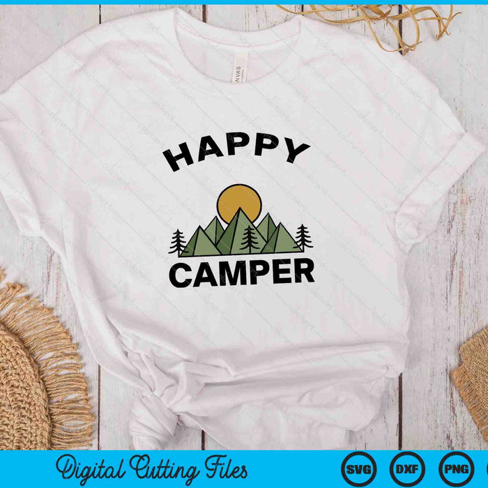 Happy Camper Camping Camp Forest Mountains Minimalist SVG PNG Digital Cutting File