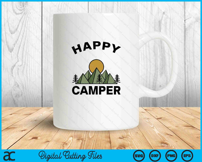 Happy Camper Camping Camp Forest Mountains Minimalist SVG PNG Digital Cutting File