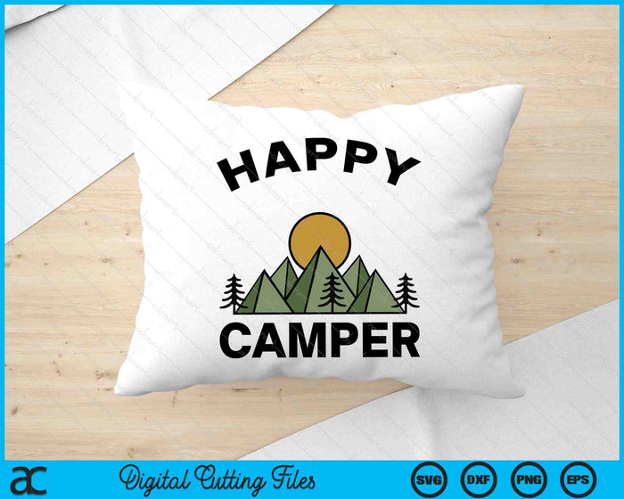 Happy Camper Camping Camp Forest Mountains Minimalist SVG PNG Digital Cutting File