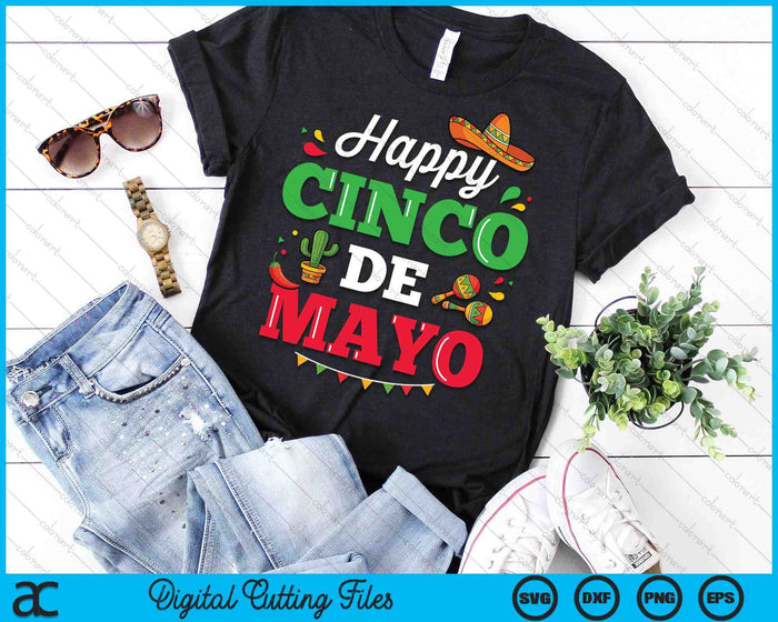 Happy Cinco De Mayo voor Mexicaanse Fiesta kostuum SVG PNG digitale snijbestanden