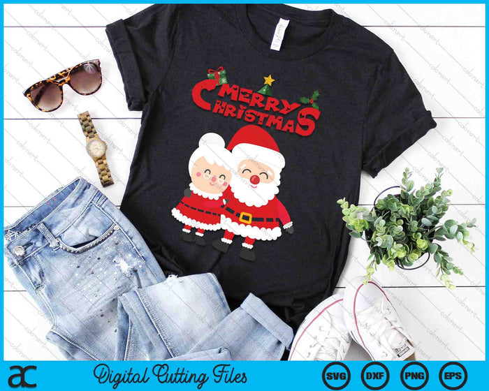 Happy Cute Mrs Claus And Mr Claus SVG PNG Digital Cutting Files