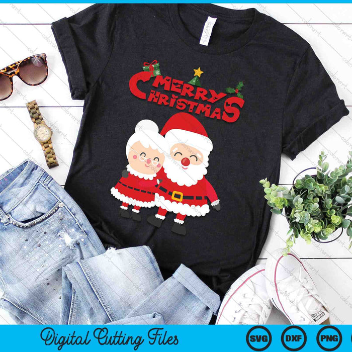 Happy Cute Mrs Claus And Mr Claus SVG PNG Digital Cutting Files